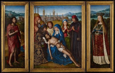 Rouw met Sint Johannes de Doper en Sint Catharina van Alexandrië door Master of Legend of Saint the Lucy